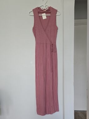Caution To The Wind Sleeveless Wrap Maxi Dress - Rose